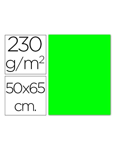 Cartulina fluorescente verde 50x65 cm 230 gr