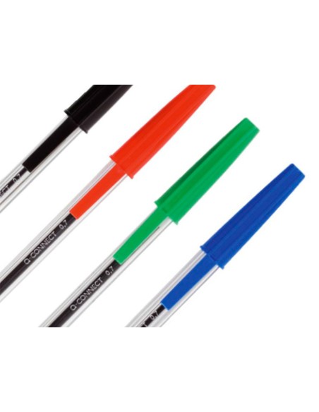 Boligrafo transparente q connect negro medio kf26040