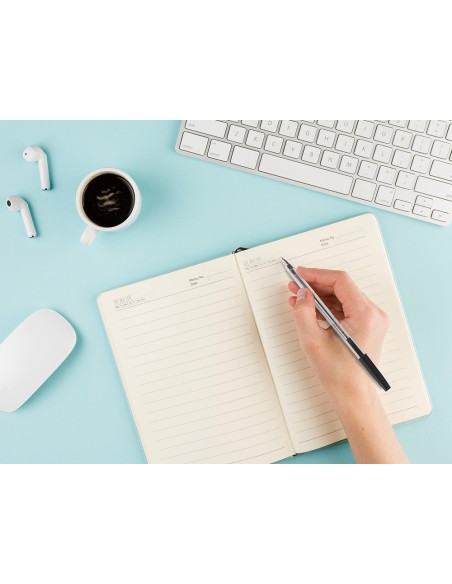 Boligrafo transparente q connect negro medio kf26040