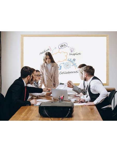 Pizarra blanca q connect laminada marco de madera 200x100 cm