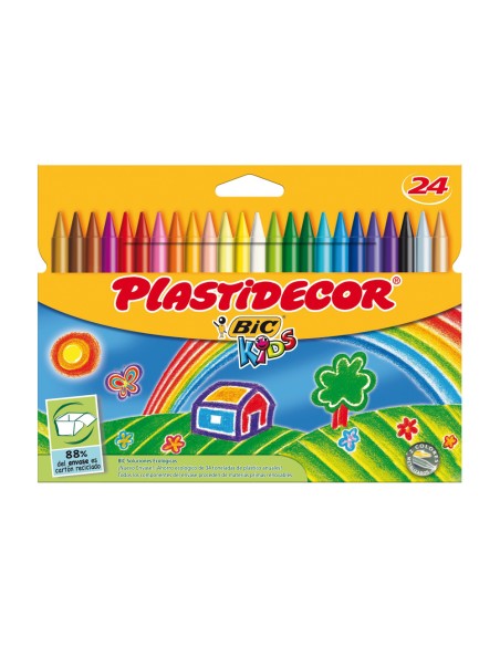 Lapices cera plastidecor caja de 24 colores surtidos
