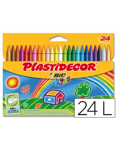 Lapices cera plastidecor caja de 24 colores surtidos