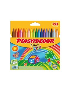 Lapices cera plastidecor caja de 18 colores surtidos
