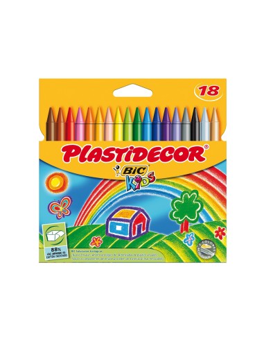 Lapices cera plastidecor caja de 18 colores surtidos