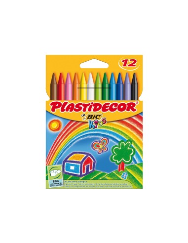 Lapices cera plastidecor caja de 12 colores surtidos
