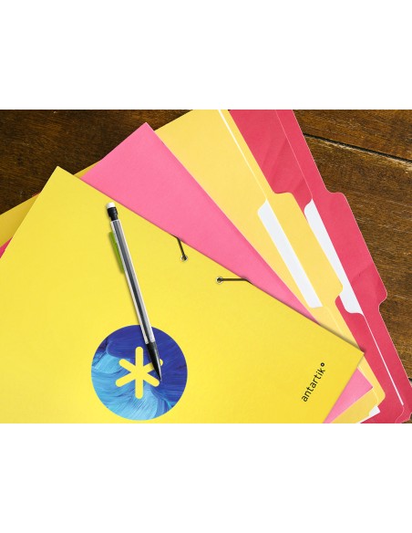 Carpeta liderpapel antartik gomas a4 3 solapas carton forrado trending color amarillo
