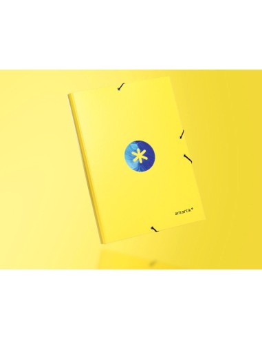 Carpeta liderpapel antartik gomas a4 3 solapas carton forrado trending color amarillo