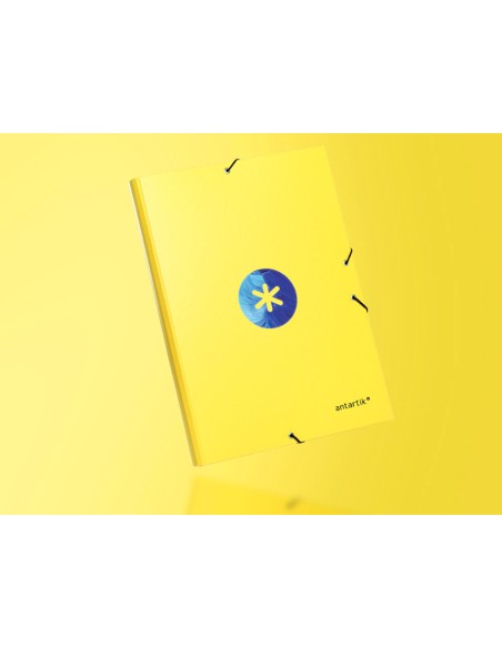 Carpeta liderpapel antartik gomas a4 3 solapas carton forrado trending color amarillo
