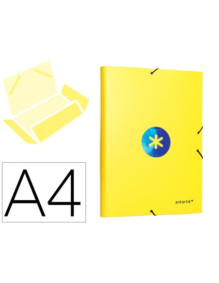 Carpeta liderpapel antartik gomas a4 3 solapas carton forrado trending color amarillo