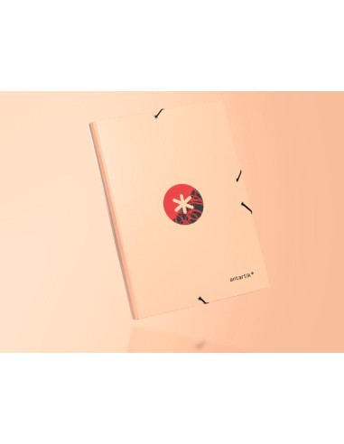 Carpeta liderpapel antartik gomas a4 3 solapas carton forrado trending color coral