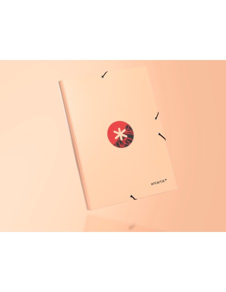 Carpeta liderpapel antartik gomas a4 3 solapas carton forrado trending color coral