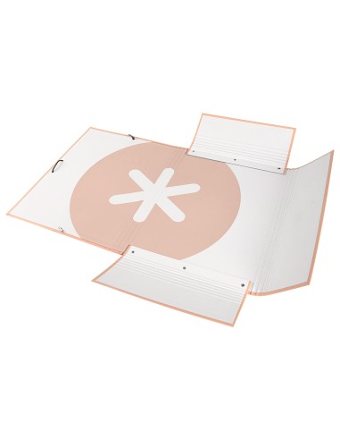 Carpeta liderpapel antartik gomas a4 3 solapas carton forrado trending color coral