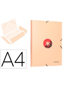 Carpeta liderpapel antartik gomas a4 3 solapas carton forrado trending color coral