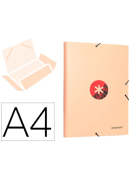 Carpeta liderpapel antartik gomas a4 3 solapas carton forrado trending color coral
