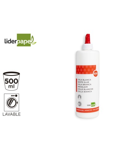 Pegamento cola blanca lavable liderpapel bote de 500 ml