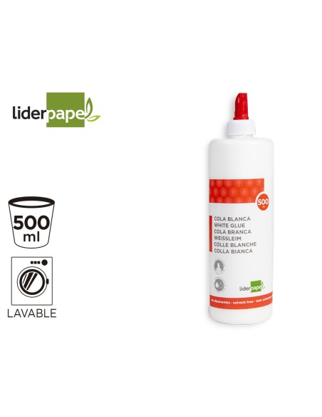 Pegamento cola blanca lavable liderpapel bote de 500 ml Pegamento cola blanca lavable liderpapel bote de 500 ml