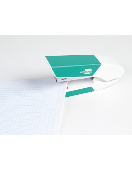 Grapadora liderpapel con regalo de extraegrapas y caja de 1000 grapas 26 6 capacidad 20h color turquesa