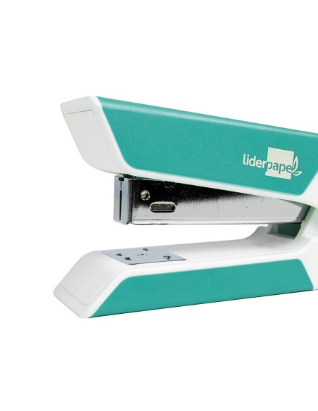 Grapadora liderpapel con regalo de extraegrapas y caja de 1000 grapas 26 6 capacidad 20h color turquesa