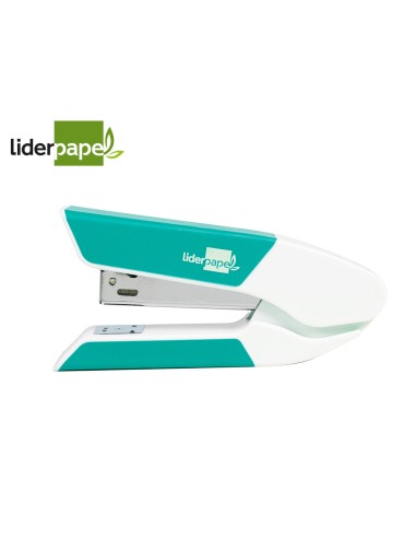 Grapadora liderpapel con regalo de extraegrapas y caja de 1000 grapas 26 6 capacidad 20h color turquesa