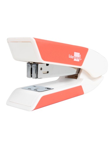Grapadora liderpapel con regalo de extraegrapas y caja de 1000 grapas 26 6 capacidad 20h color coral