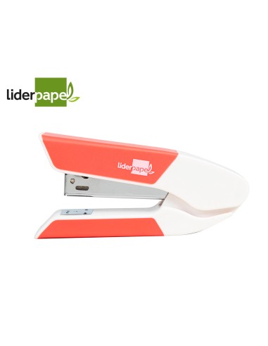 Grapadora liderpapel con regalo de extraegrapas y caja de 1000 grapas 26 6 capacidad 20h color coral