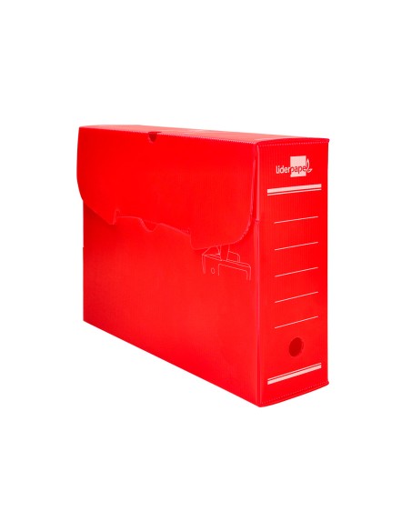 Caja archivo definitivo plastico liderpapel rojo 387x275x105 mm