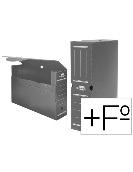 Caja archivo definitivo plastico liderpapel gris 387x275x105 mm