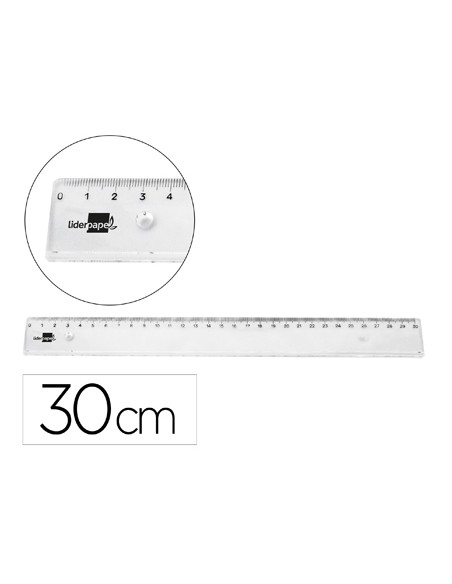 Regla liderpapel plastico irrompible transparente 30 cm