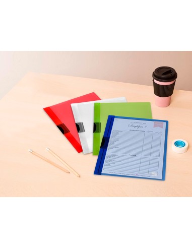 Carpeta liderpapel dossier pinza lateral polipropileno din a4 transparente 60 hojas pinza deslizante