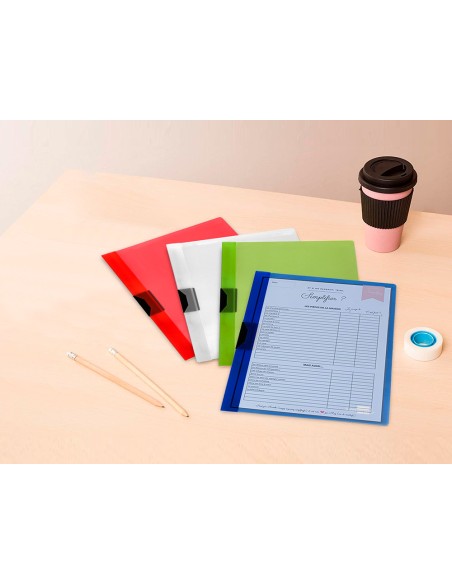 Carpeta liderpapel dossier pinza lateral polipropileno din a4 transparente 60 hojas pinza deslizante