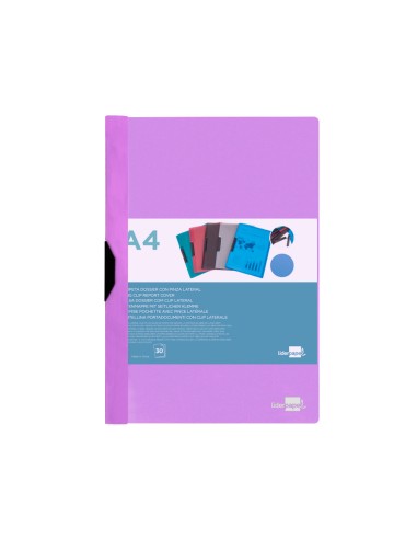 Carpeta liderpapel dossier pinza lateral polipropileno din a4 lavanda opaco 30 hojas pinza deslizante