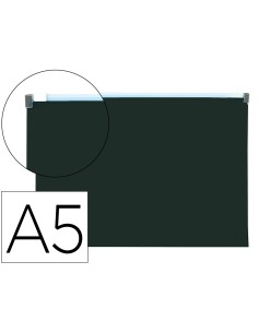 Carpeta dossier liderpapel a5 cierre de cremallera negro opaco
