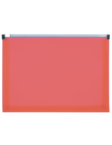 Carpeta dossier liderpapel a5 cierre de cremallera rojo translucido