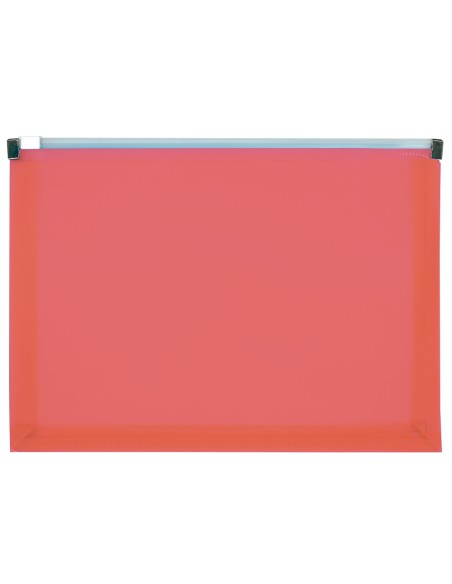 Carpeta dossier liderpapel a5 cierre de cremallera rojo translucido