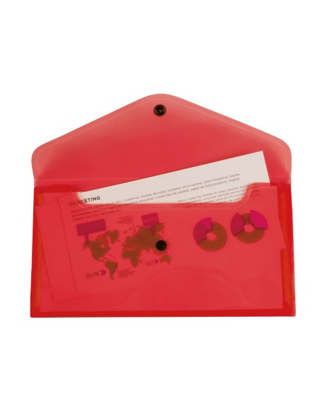 Carpeta liderpapel dossier broche polipropileno tamano sobre americano 260x140 mm rojo translucido