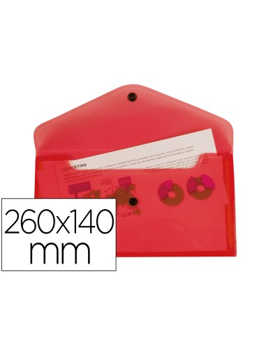 Carpeta liderpapel dossier broche polipropileno tamano sobre americano 260x140 mm rojo translucido