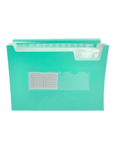 Carpeta liderpapel clasificador fuelle polipropileno din a4 verde opaco 13 departamentos