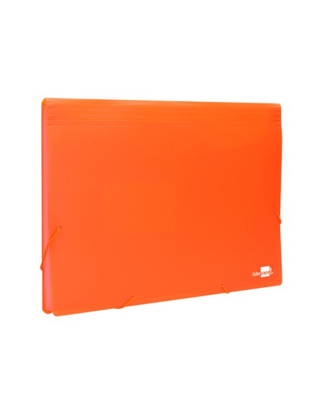Carpeta liderpapel clasificador fuelle polipropileno din a4 naranja fluor opaco 13 departamentos