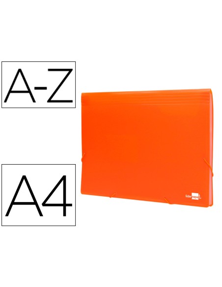 Carpeta liderpapel clasificador fuelle polipropileno din a4 naranja fluor opaco 13 departamentos