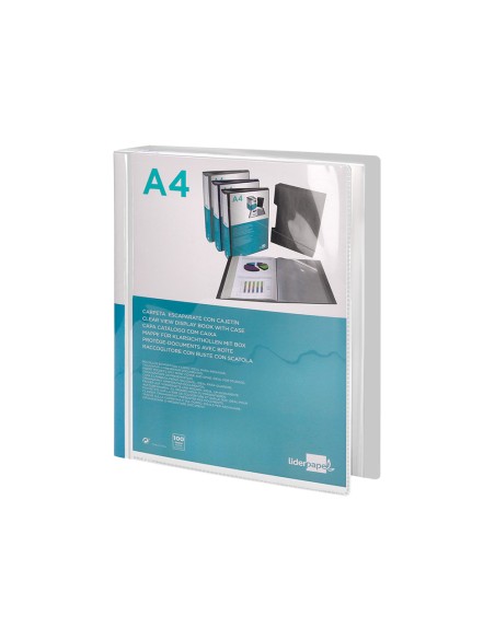 Carpeta liderpapel personaliza 100 fundas polipropilenodin a4 transparente con cajetin