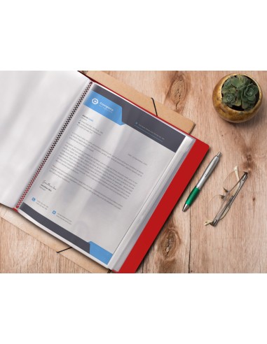 Carpeta liderpapel personaliza 100 fundas polipropilenodin a4 rojo translucido con cajetin