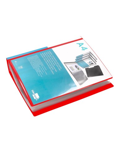 Carpeta liderpapel personaliza 100 fundas polipropilenodin a4 rojo translucido con cajetin
