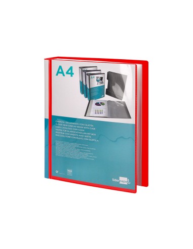 Carpeta liderpapel personaliza 100 fundas polipropilenodin a4 rojo translucido con cajetin