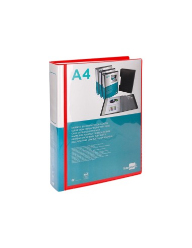 Carpeta liderpapel personaliza 100 fundas polipropilenodin a4 rojo translucido con cajetin