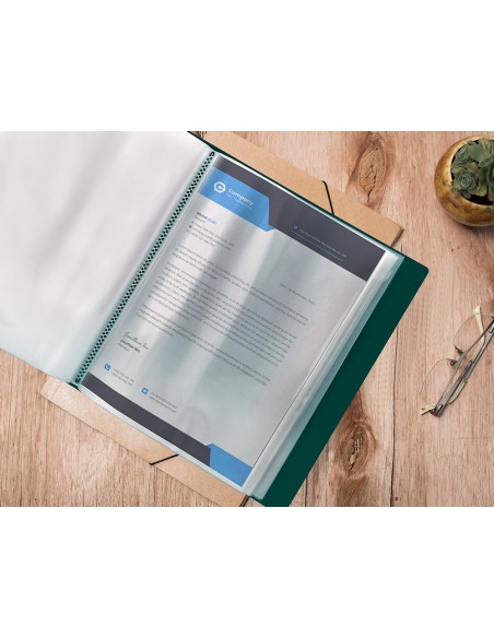 Carpeta liderpapel personaliza 40 fundas canguro polipropileno din a4 verde translucido portada y lomo