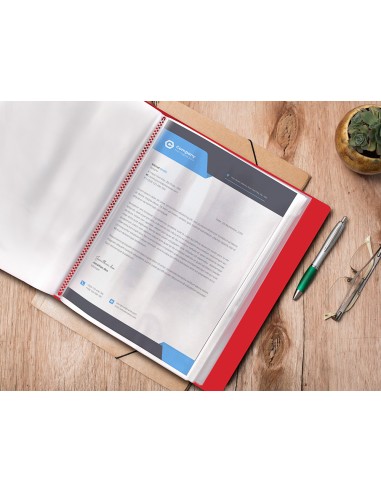 Carpeta liderpapel personaliza 20 fundas canguro polipropileno din a4 rojo translucido portada y lomo