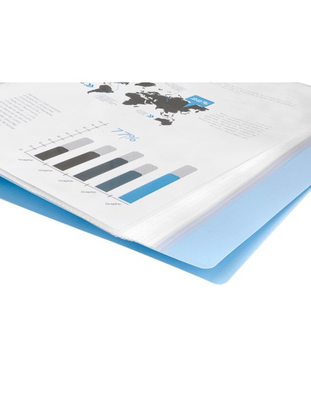 Carpeta liderpapel escaparate 40 fundas polipropileno din a4 celeste opaco