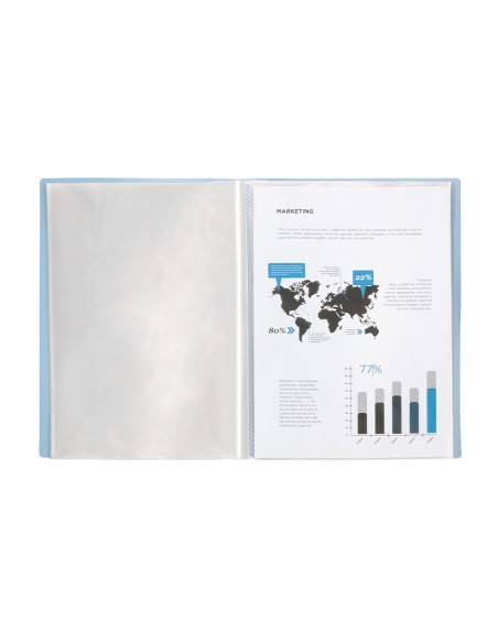 Carpeta liderpapel escaparate 30 fundas polipropileno din a4 celeste opaco Carpeta liderpapel escaparate 30 fundas polipropileno din a4 celeste opaco