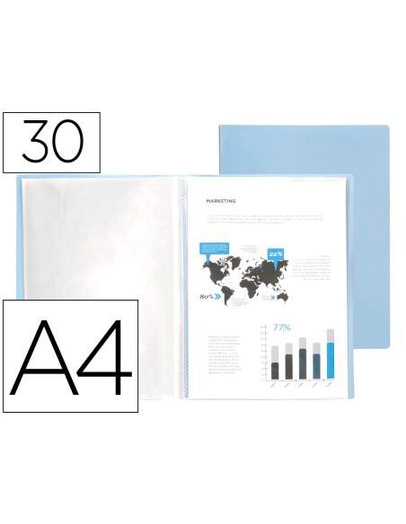 Carpeta liderpapel escaparate 30 fundas polipropileno din a4 celeste opaco Carpeta liderpapel escaparate 30 fundas polipropileno din a4 celeste opaco