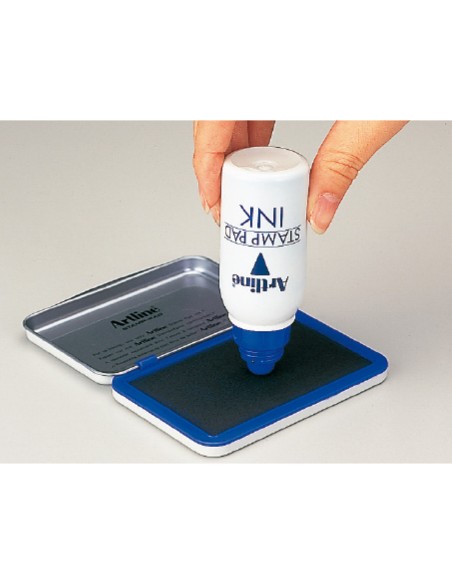 Tinta tampon artline azul bote 50 cc